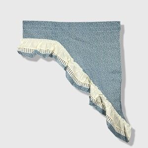 Vintage 80s Window Valance Curtain Blue Floral Ruffled Cottagecore Farmhouse